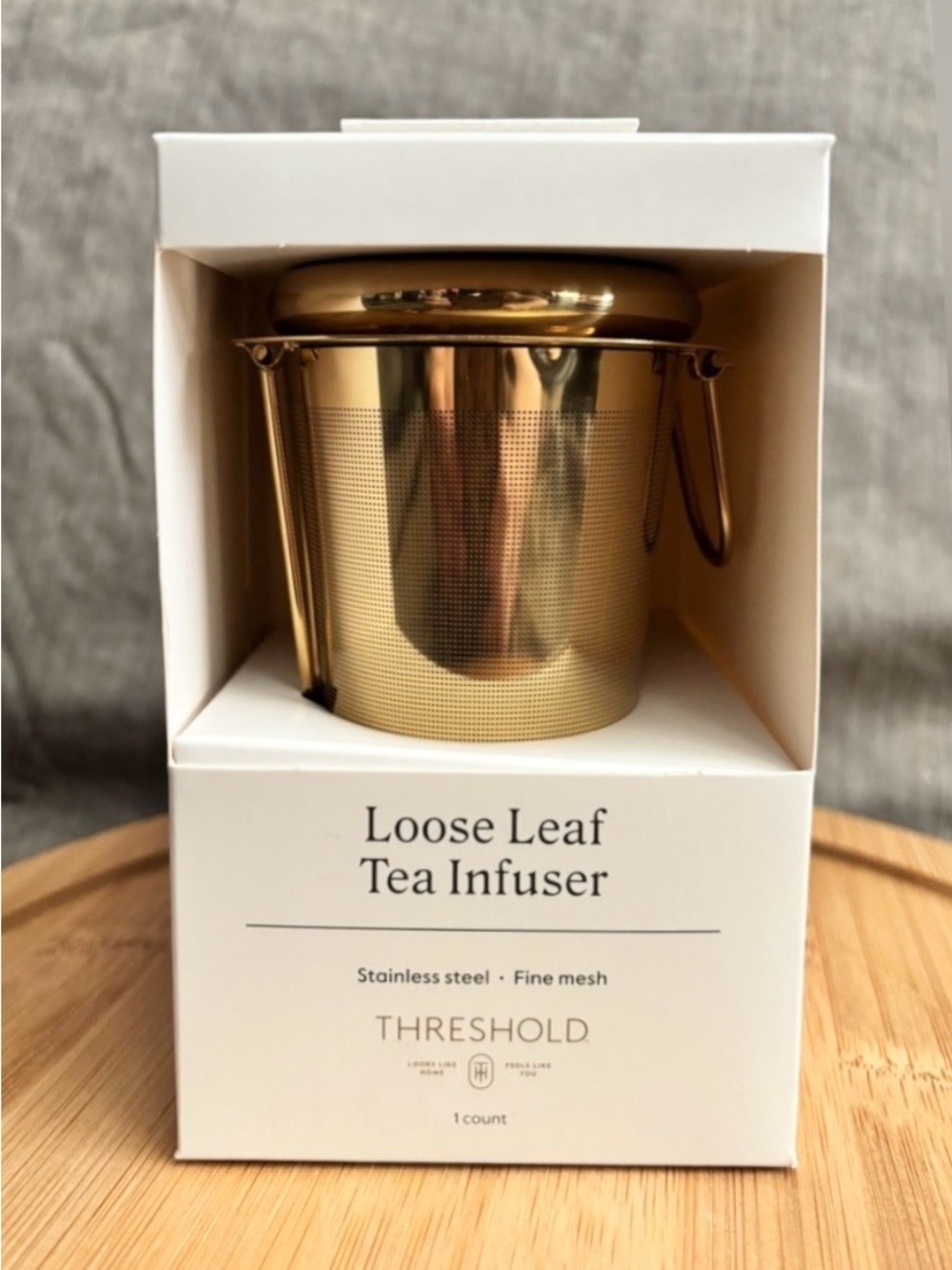 Threshold Gold Stainless Steel Fine Mesh Tea Infuser, NIB